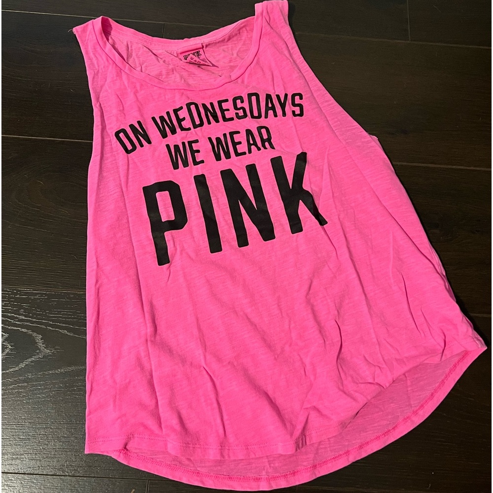 VSPINK on Wednesdays we wear pink tank top size small